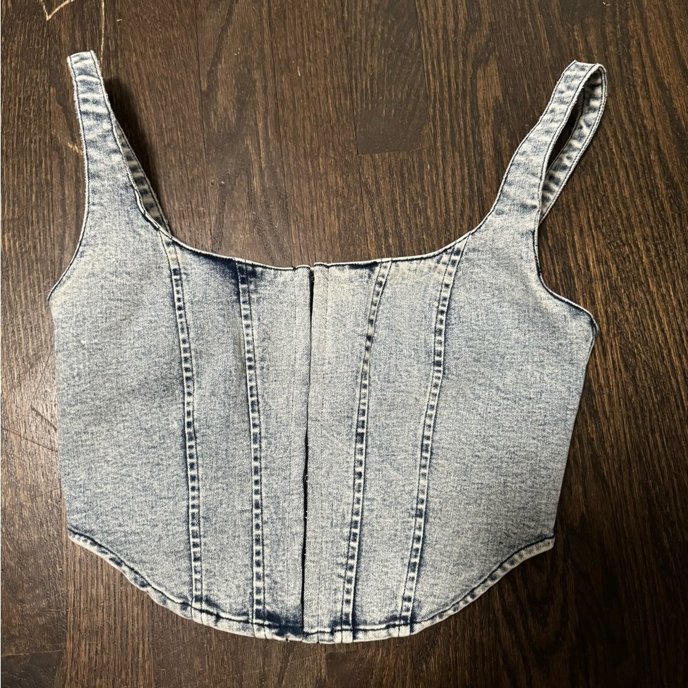 Signature 8 denim corset top NWT size Medium